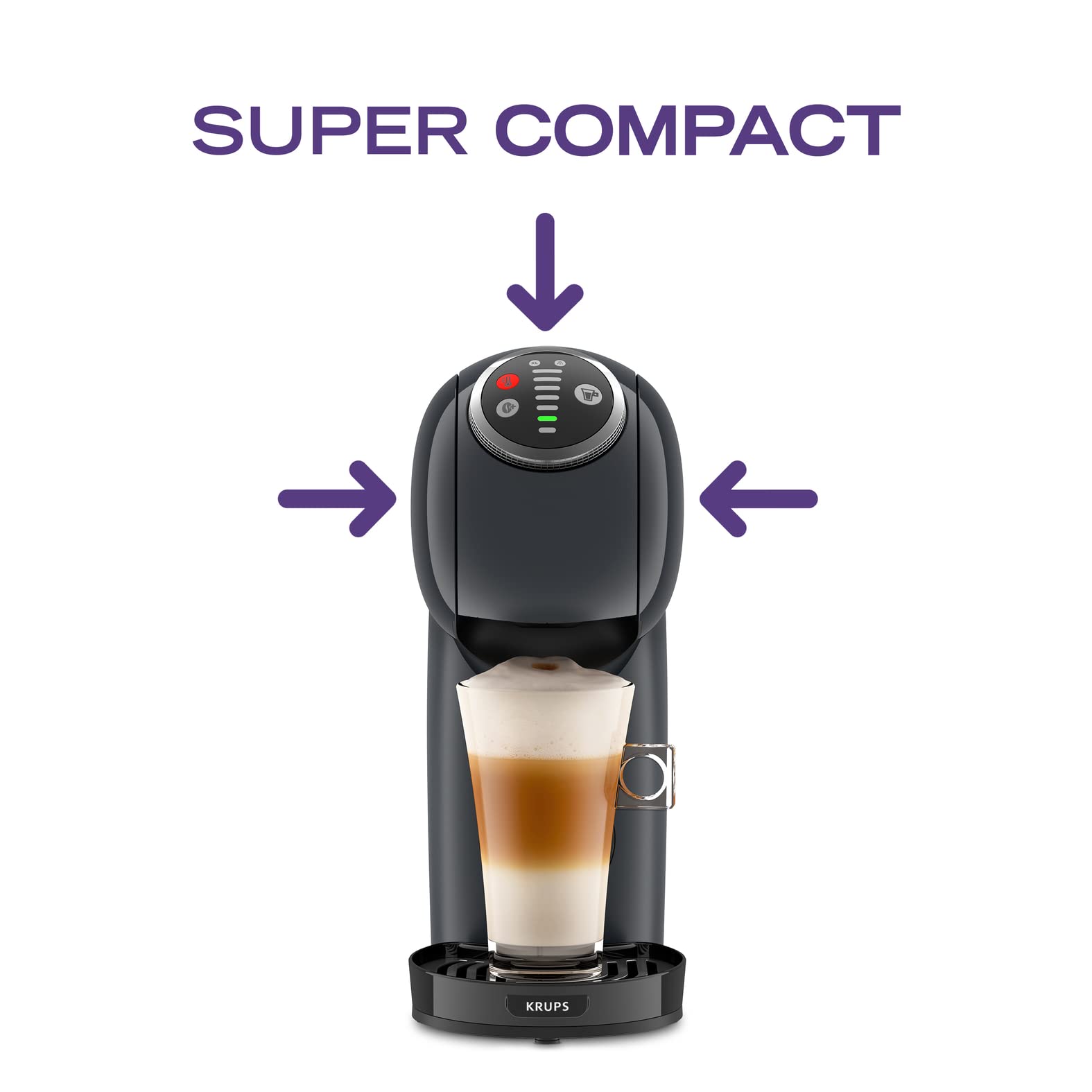 Dolce Gusto Machine à café capsules, Cafetière multi boissons, Pression 15 bars, Capacité 0,8 L, Fonction XL, Arrêt automatique, Genio S Plus gris KP340B10