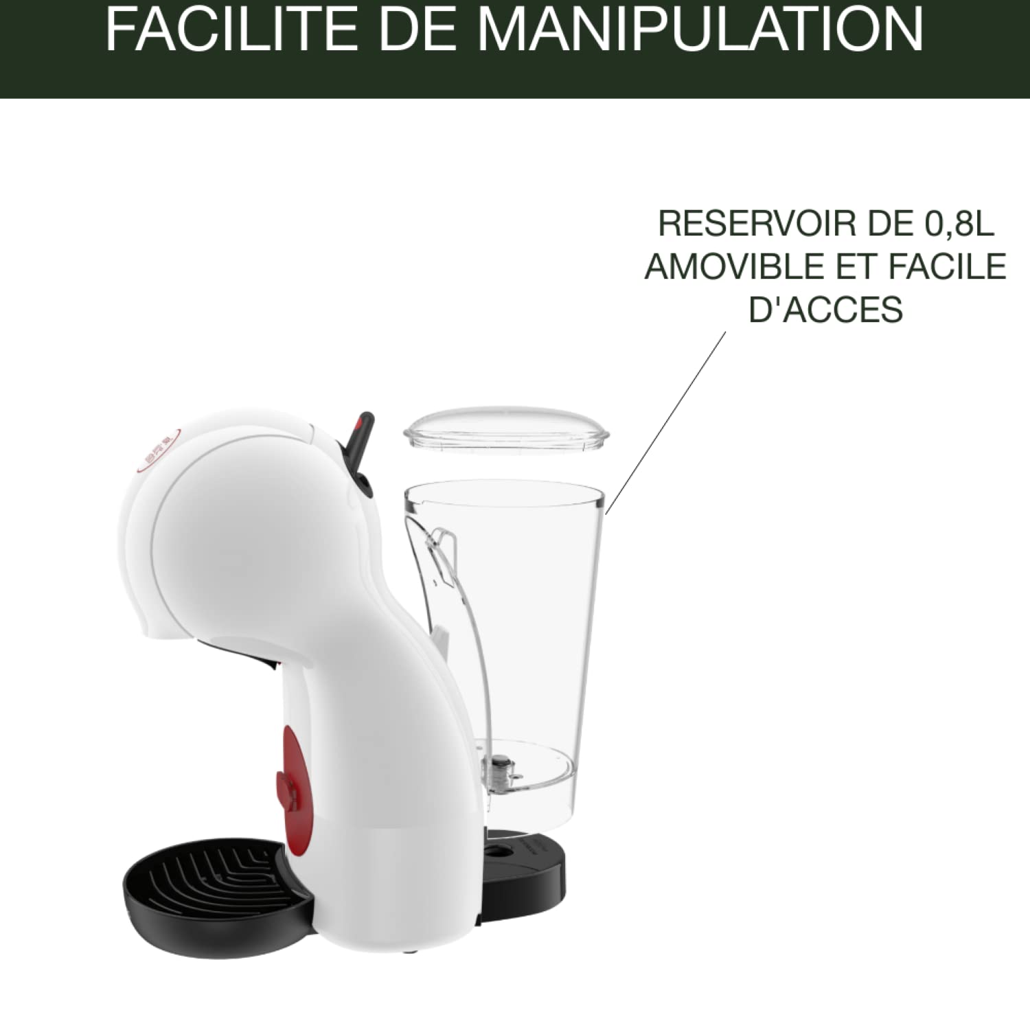 Dolce Gusto Machine à café capsules, 15 bars, Multi-boissons, , Piccolo XS, KP1A3110, Blanc / Rouge