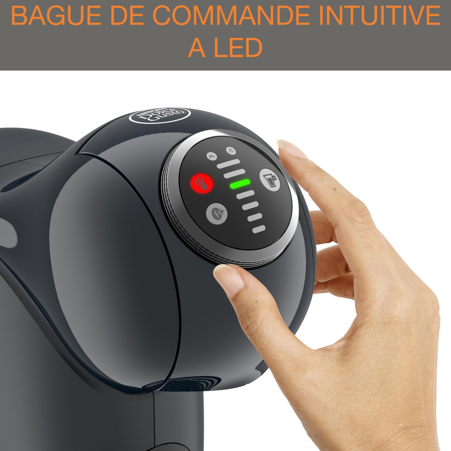 Dolce Gusto Machine à café capsules, Cafetière multi boissons, Pression 15 bars, Capacité 0,8 L, Fonction XL, Arrêt automatique, Genio S Plus gris KP340B10