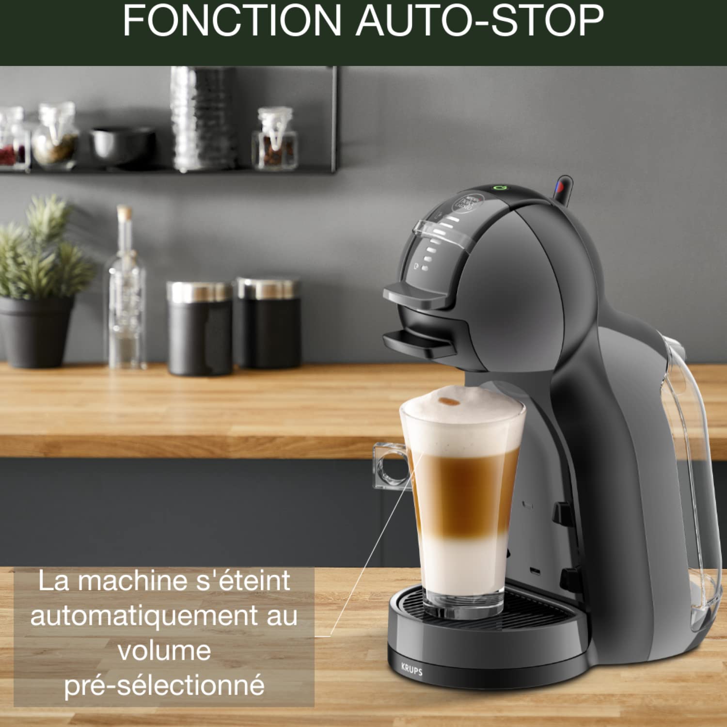 Dolce Gusto Machine à café capsules multi-boissons, 0.8 L, 15 bars, Noir/Anthracite KP123810