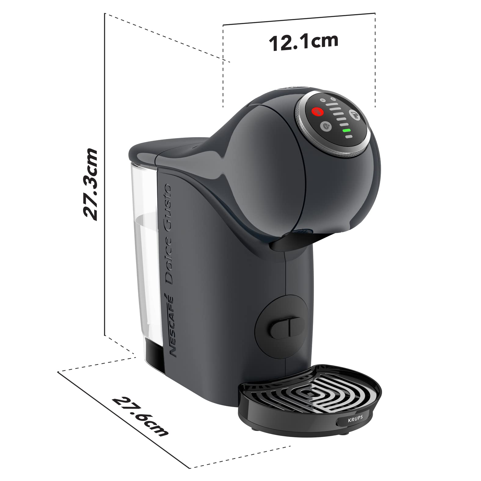 Dolce Gusto Machine à café capsules, Cafetière multi boissons, Pression 15 bars, Capacité 0,8 L, Fonction XL, Arrêt automatique, Genio S Plus gris KP340B10