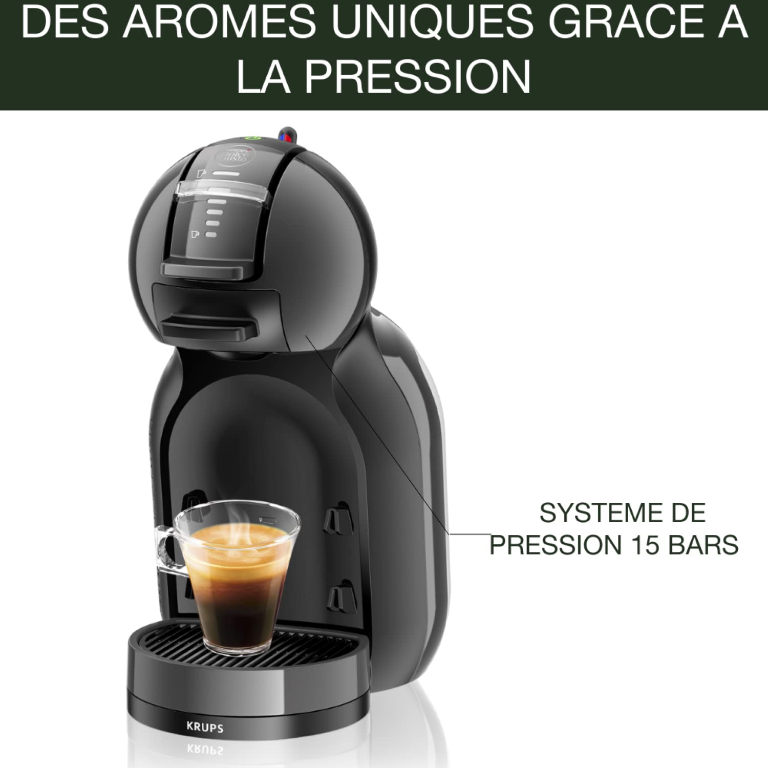 Dolce Gusto Machine à café, Cafetière capsules, Pression 15 bars, Qualité professionnelle, Large choix de boissons chaudes ou froides, Mini Me, Noir/Gris YY1500FD