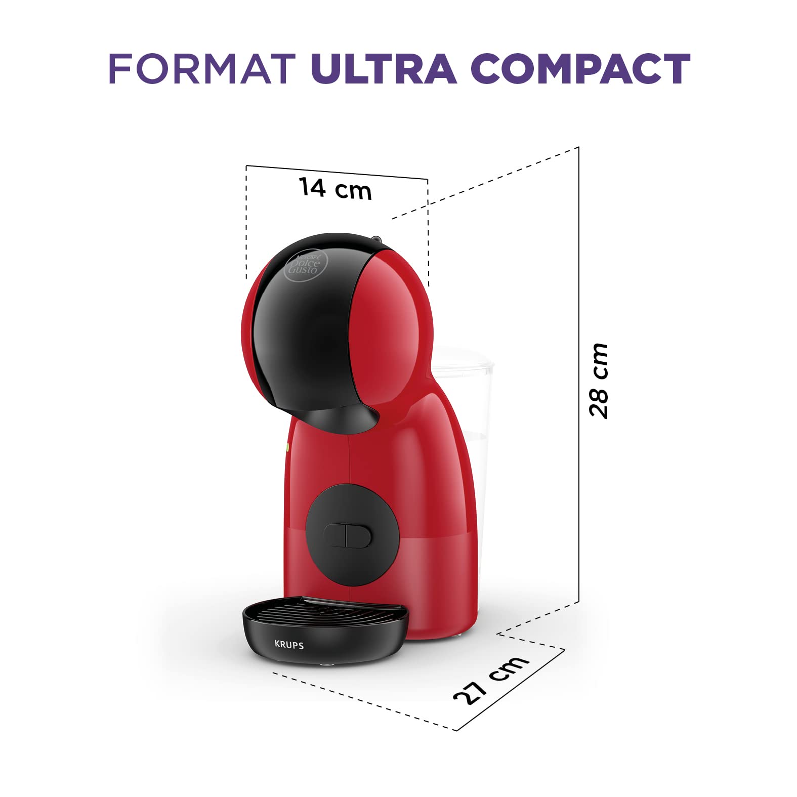 Dolce Gusto Machine à café capsules, Pression 15 Bars, Piccolo XS Rouge KP1A3510