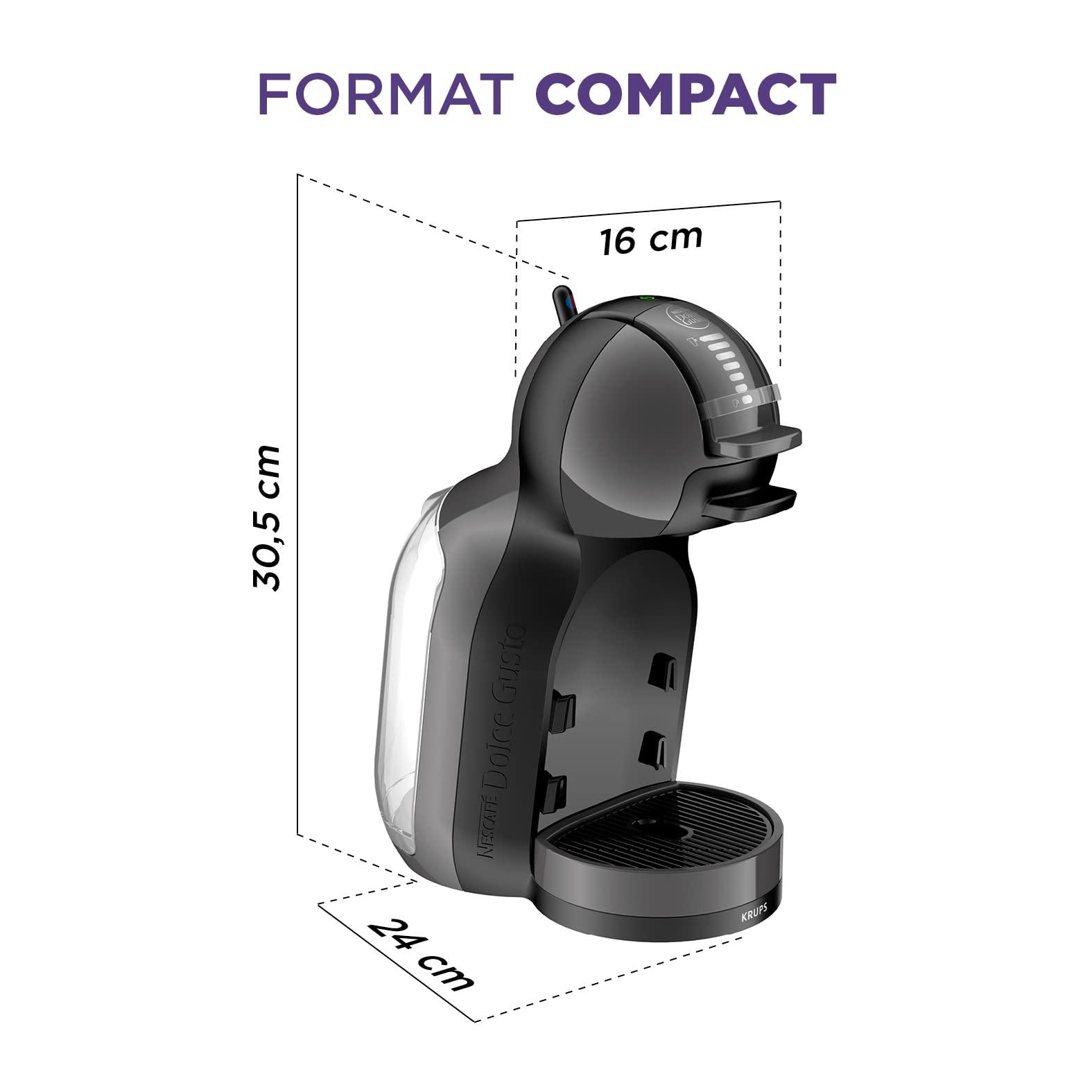 Dolce Gusto Machine à café, Cafetière capsules, Pression 15 bars, Qualité professionnelle, Large choix de boissons chaudes ou froides, Mini Me, Noir/Gris YY1500FD