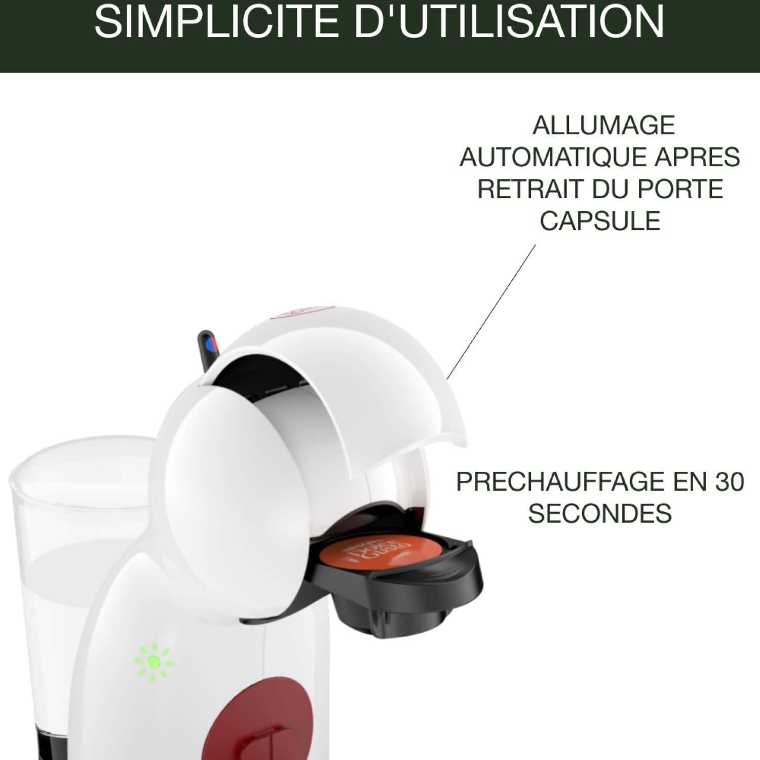 Dolce Gusto Machine à café capsules, 15 bars, Multi-boissons, , Piccolo XS, KP1A3110, Blanc / Rouge