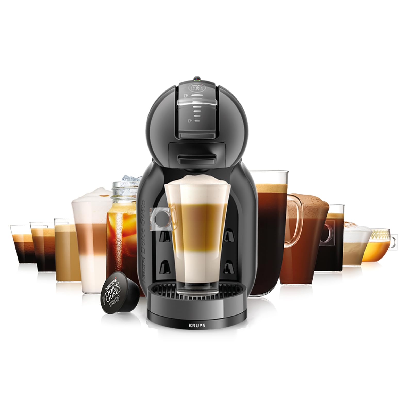 Dolce Gusto Machine à café capsules multi-boissons, 0.8 L, 15 bars, Noir/Anthracite KP123810