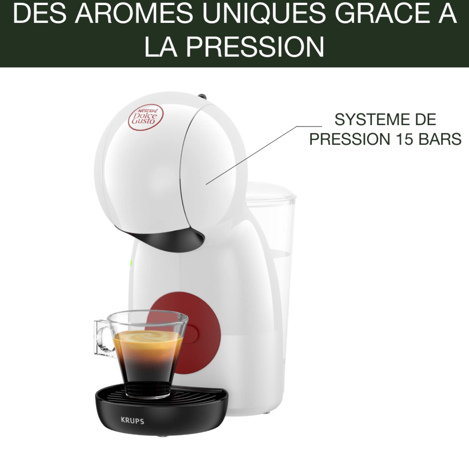 Dolce Gusto Machine à café capsules, 15 bars, Multi-boissons, , Piccolo XS, KP1A3110, Blanc / Rouge